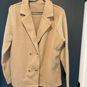Tan Double-Breasted Women's Jacket